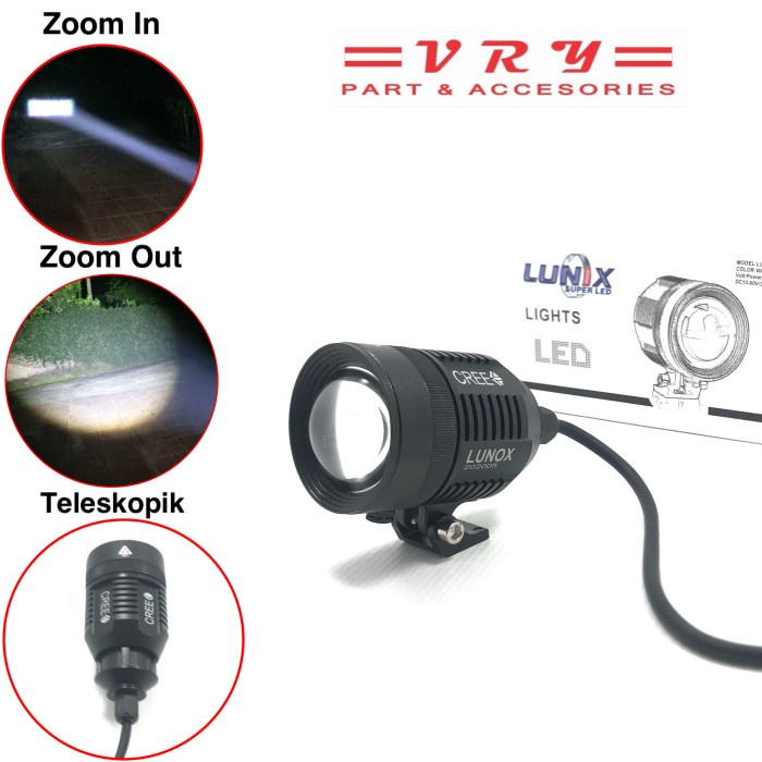 Lampu Sorot Tembak Merk LUNOX varian KZ30 30 watt 12 volt / Bisa Zoom / Super Terang