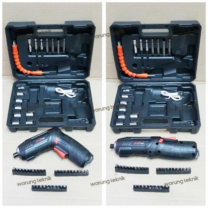 Jld Cordless Screwdriver Obeng Baterai 4.2 Volt Kit Set