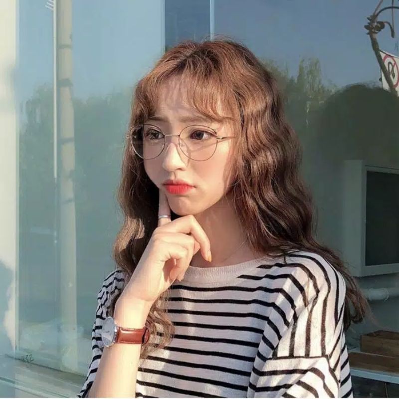 Kacamata Korea Frame Oval Lensa Bening Korean Fashion Sunglasses