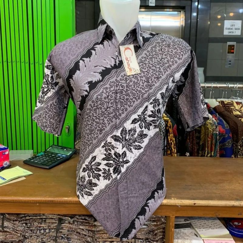 Baju Batik Pria Pendek Katun Premium Super Fouring Halus Size M L XL Xxl