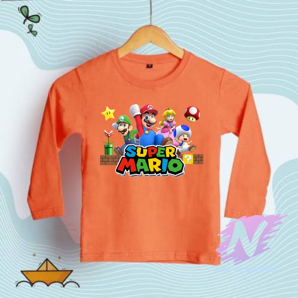 KAOS SUPER MARIO BAJU ANAK LENGAN PANJANG MARIO BROS