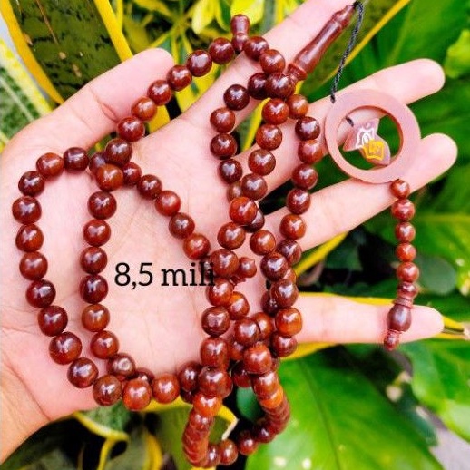 Tasbih 99 bulan terompah 8,5 mm coklat kokka kaukah