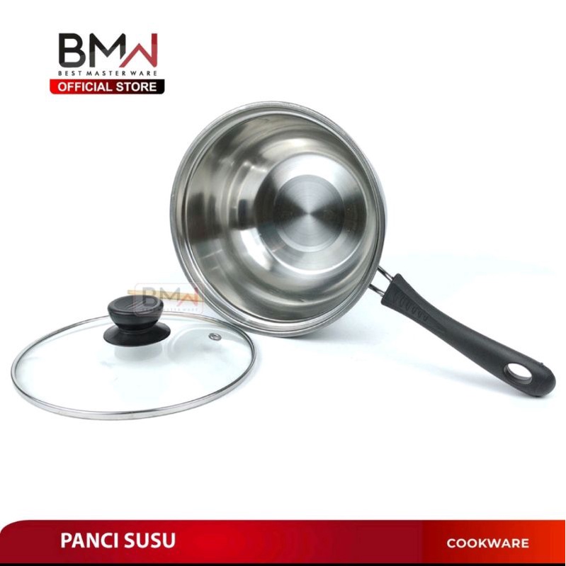 Panci Susu Milk Pot Stainless Tutup Kaca Tebal Ukuran 20