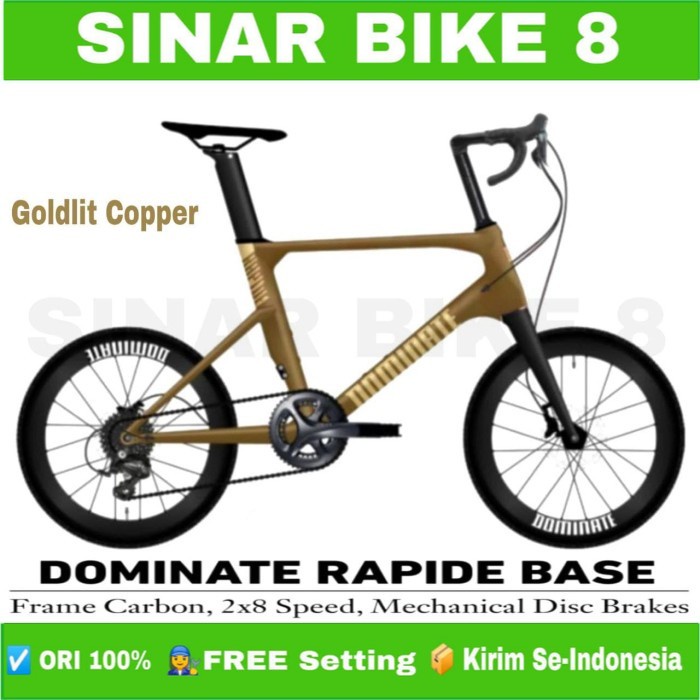 Sepeda Minivelo Ukuran 20 Inch DOMINATE RAPIDE BASE Carbon 2x8 Speed