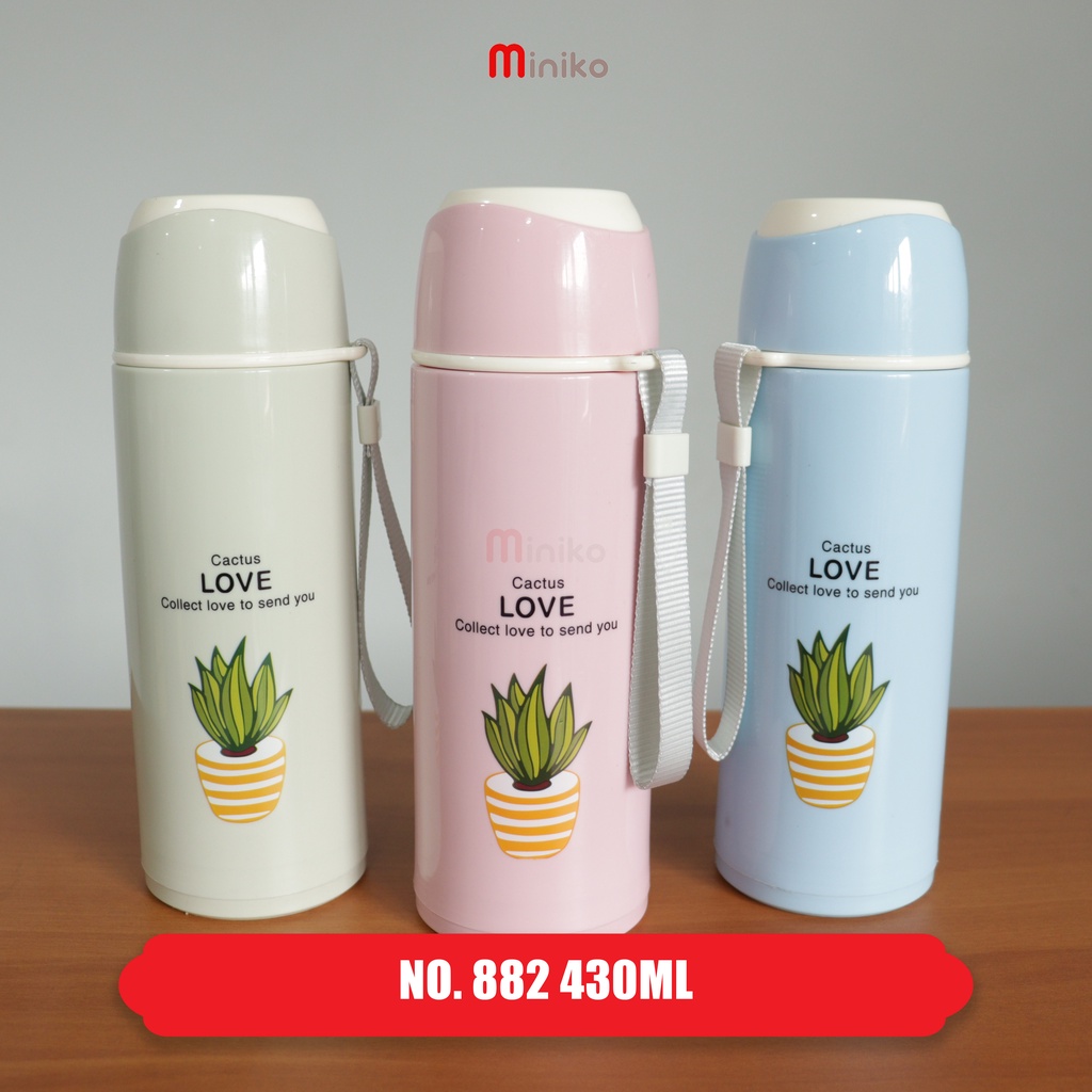 Botol minum kaca/botol minum kaca 430ml/Botol minum kaca tahan panas/ Miniko