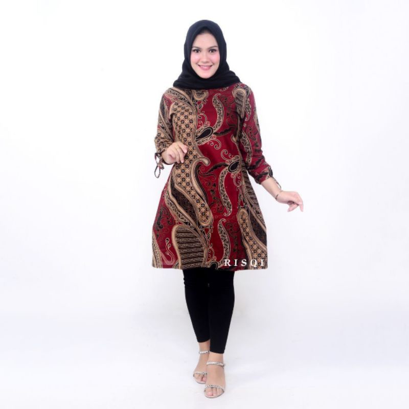 Tunik Batik Baju Wanita Tunik Serut Tunik Resleting  Batik Original Fasion Wanita