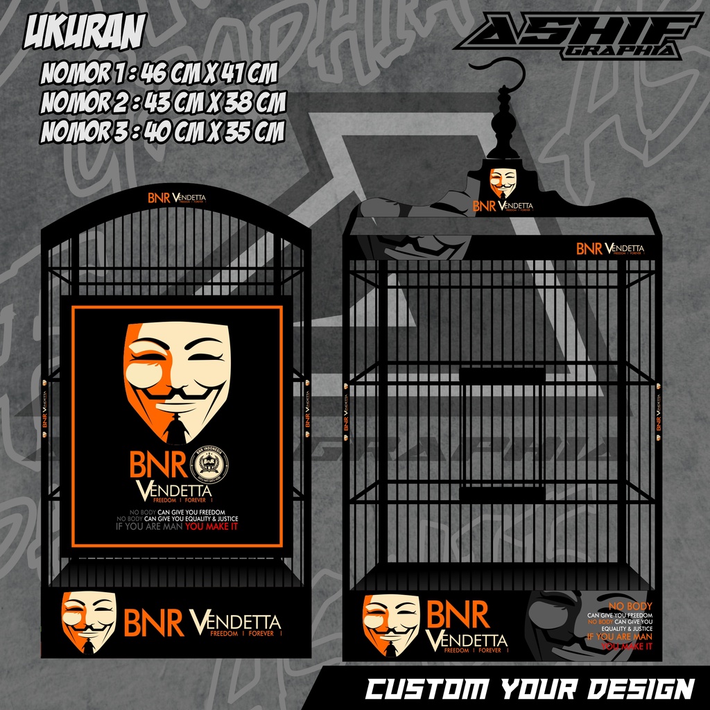 STICKER STIKER DECAL SANGKAR KOTAK BNR VENDETTA