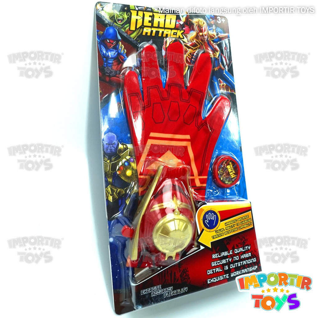 Sarung Tangan IRON MAN AVENGERS (Pistol Disk Terbang) Lampu dan Musik Mainan Anak