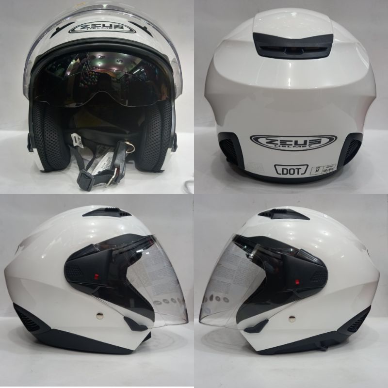HELM ZEUS 611 DOUBLE VISOR POLOS-Putih