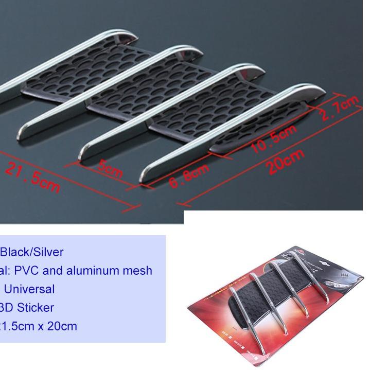 ✧ 2PCS Shark Gills stiker body samping mobil Fender Dekorasi Car Side Air Flow Vent Fender Vent Cove