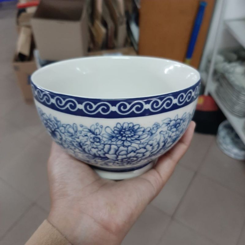 MANGKOK MANGKUK KERAMIK SANGO MOTIF JADUL BIRU PUTIH KOLEKSI DEKOR KLASIK ANTIK