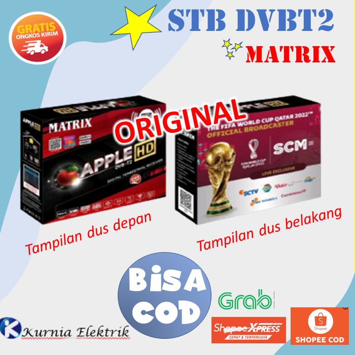 SET TOP BOX STB TV DIGITAL DVBT2 MATRIX APPLE MERAH VARIAN DONGLE WIFI BERGARANSI