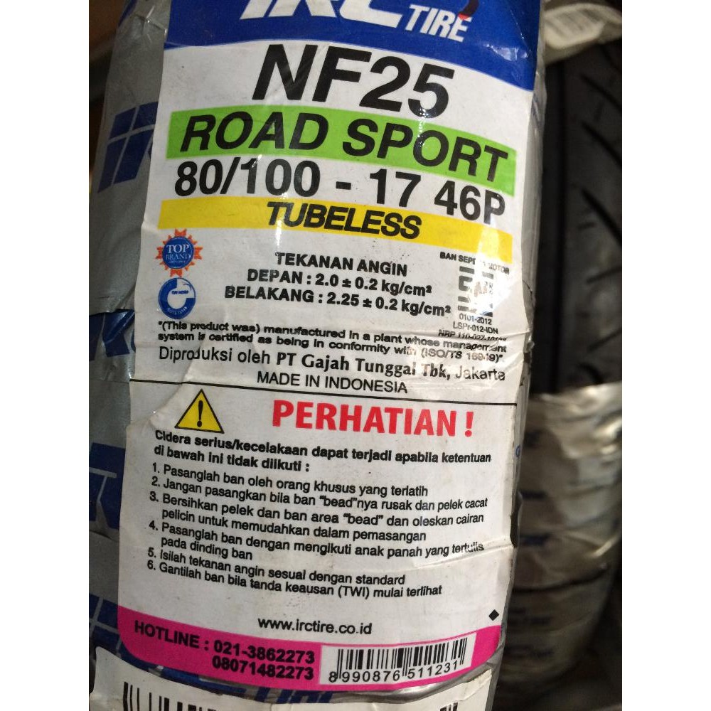 IRC 80/100-17 NF25 TL