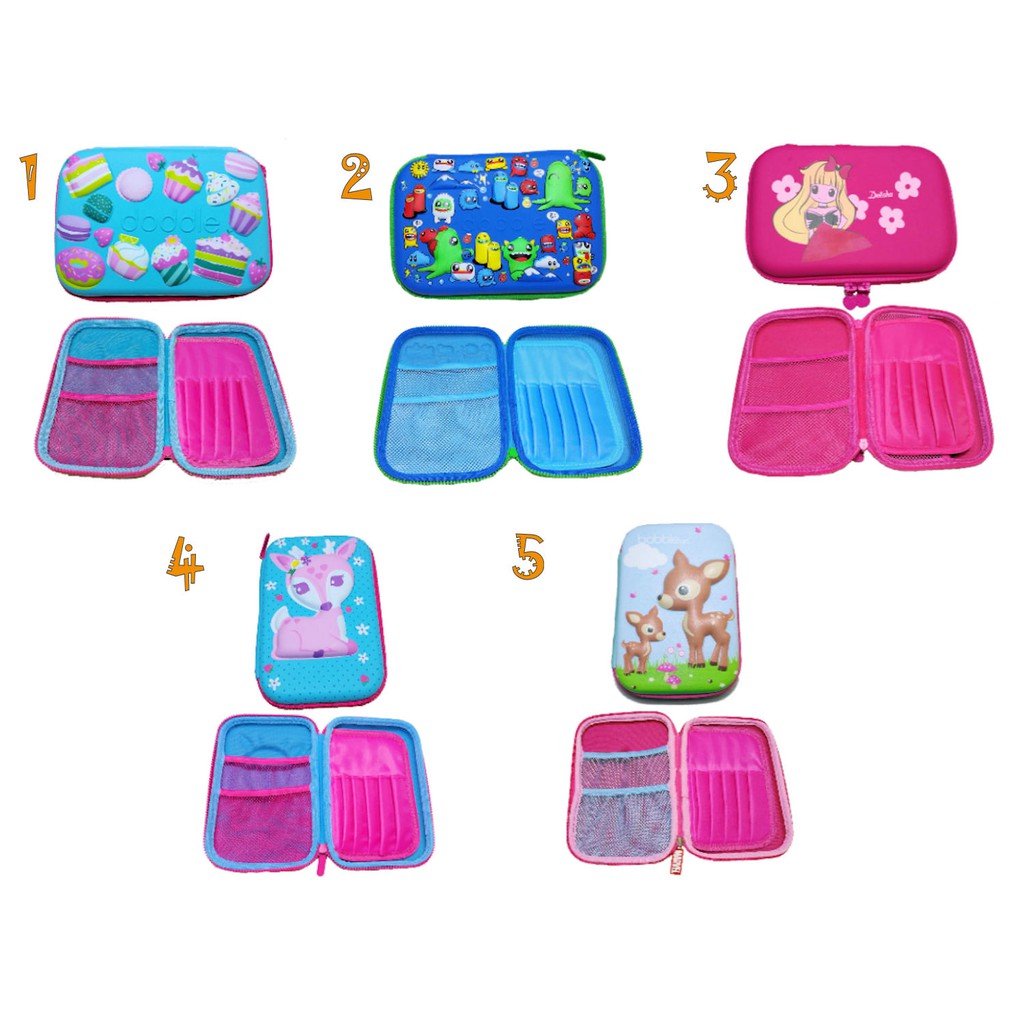 [JOYLEEN BEBE] Doddle Hard Top Pencil Case/Tempat Pensil Anak Karakter 3D Lucu Import Murah