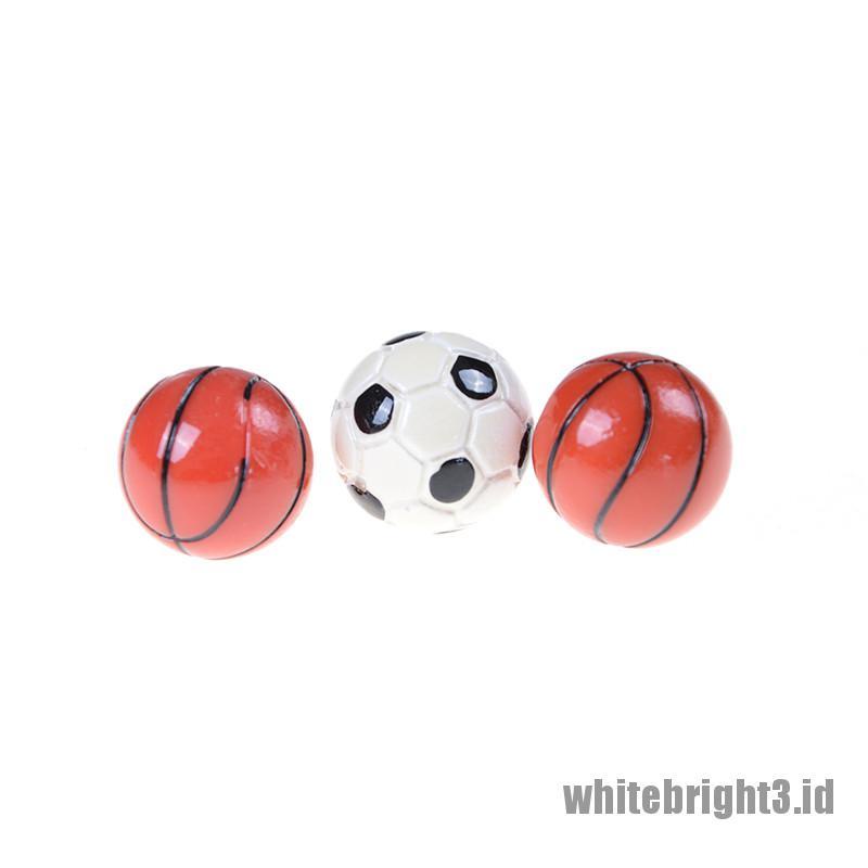 (white3) Miniatur Bola Sepak / Basket Skala 1: 6 / 1: 12 Untuk Rumah Boneka