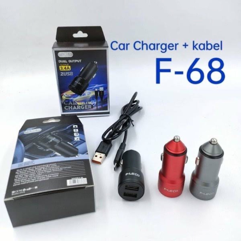 ADAPTOR CAR CHARGER 3.4A DUAL USB QUICK CHARGE 3.0 CHARGER MOBIL AUTO DETECT (FLECO-F068)