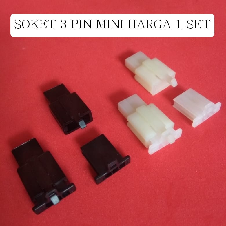 Soket 3 Pin Mini sepasang / 1set male female