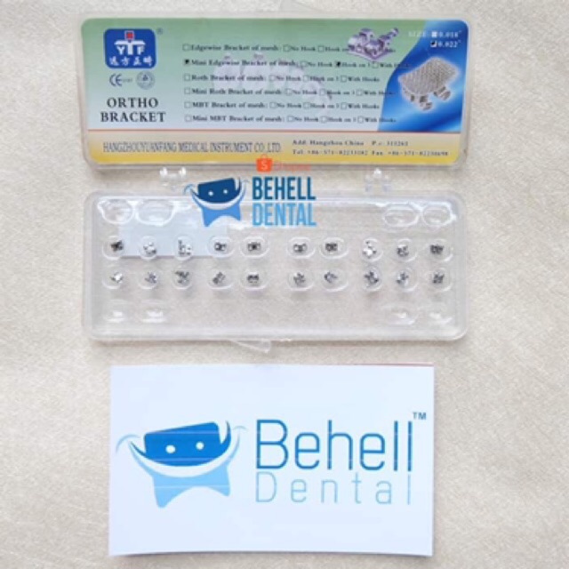 BEHELLDENTAL BRACKET BEHEL METAL ORTHO YUANFANG  . KAWAT GIGI PERMANEN ROTH 022 HOOK ON 3 - BISA PERBAIKAN PERAWATAN DENTAL