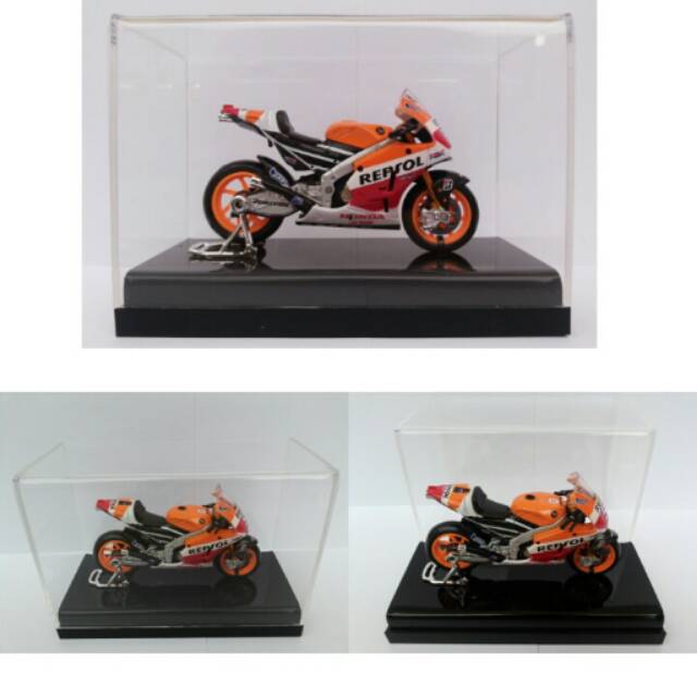 Box Akrilik untuk Miniatur Motoor, box miniatur MotoGP, etalase display diecast miniatur motor