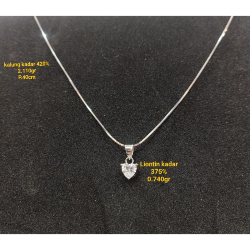 Kalung Emas Putih Casandra+Liontin Kadar 420%/9K