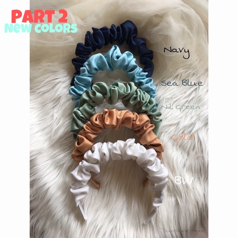 BANDO SATIN bandana korea aksesoris rambut bando scrunchie kerut puff headband ruffle PART 2