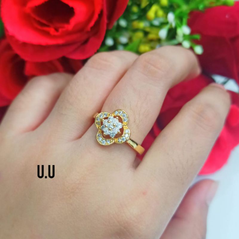 NEW!! TERBARU PERHIASAN WANITA TITANIUM CINCIN PRIA WANITA MEWAH ELEGAN LAPIS EMAS 24K MOTIF PILIHAN