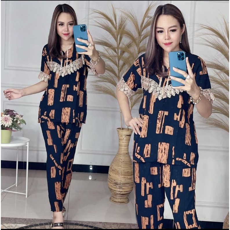 [BISACOD] SETELAN RENDA MOTIF BALOK ll  CP RENDA LAELA