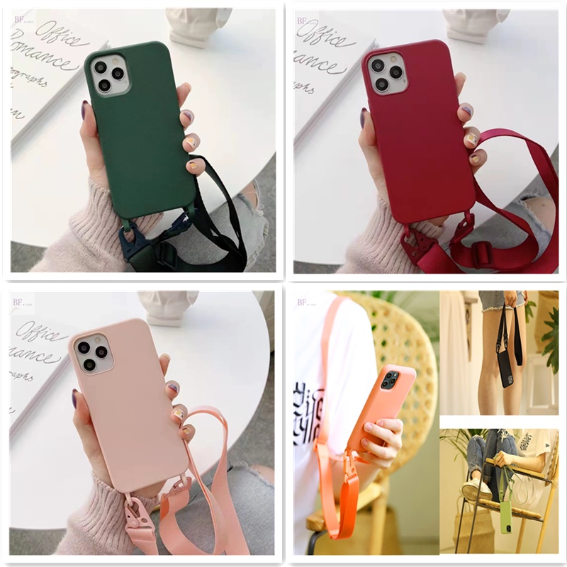 Case Iphone 11 Silicone Diagonal Lanyard 12pro 13pro 11pro 12 X XR XSMAX 8 6 7 Plus Anti-drop and Anti-lost 12mini 13mini SE2 2020 12promax