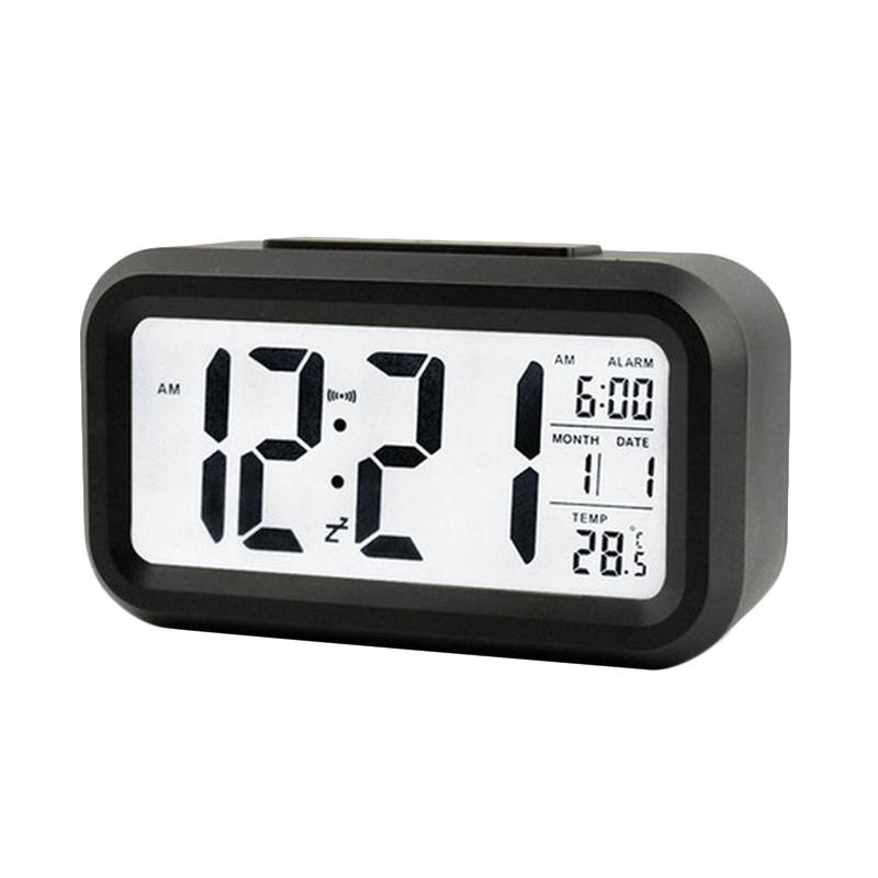 Jam meja digital alarm + pengatur suhu ruang LED Display 5inch + BATRE - JAM01