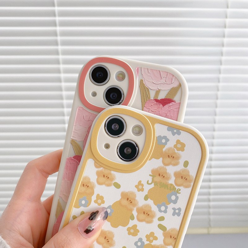 Nice Pink Tulip Soft Case VIVO Y11 Y12i Y12 Y15 Y17 Y19 S1 Pro Y50 Y30 Y30i Y20 Y20i Y20S Y12S Y21 Y32 Y21S Y33S Y33T Y15S Y15A Y76S Y76 V9 Y91C Y93 V11i V20 Pro V23E 23 Pro Yellow Little Flower Casing