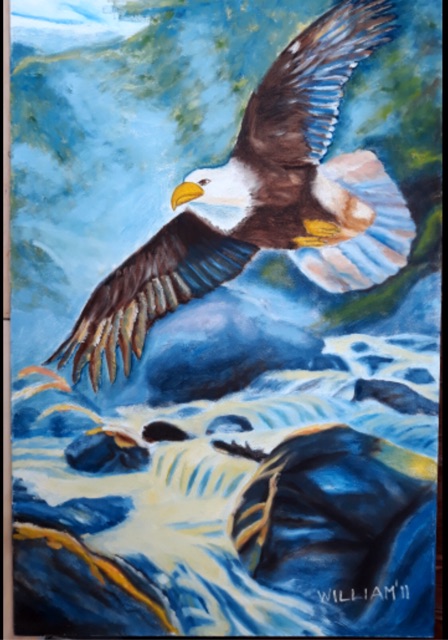 Lukisan Elang Terbang Cat Minyak Ukuran 90 X 60 Cm Shopee Indonesia