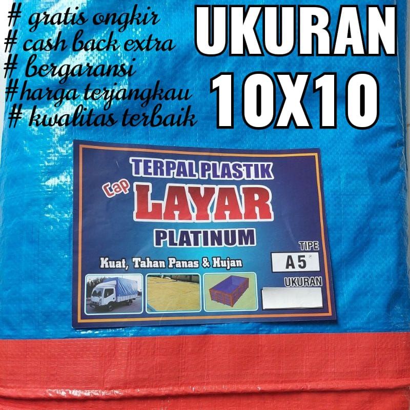 TERPAL PLASTIK A5 UKURAN 10x10 CAP LAYAR