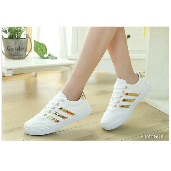 SEPATU WANITA CEWEK MODEL TRENDI REPLIKA ADIDAS Putih MG03 JUAL MURAH