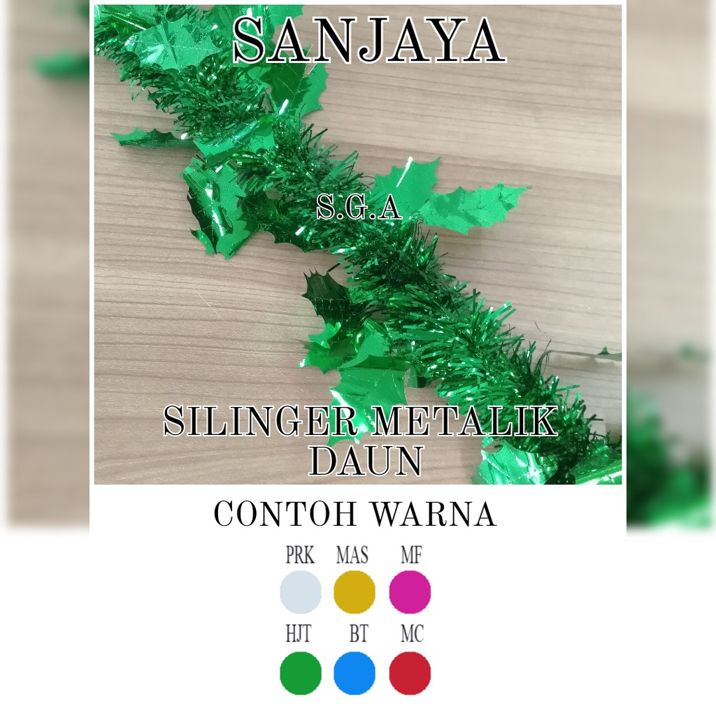 Slinger / Tinsel / Rumbai Hiasan Pohon Natal Warna Warni / Garland Tinsel / Slinger Metalik Daun