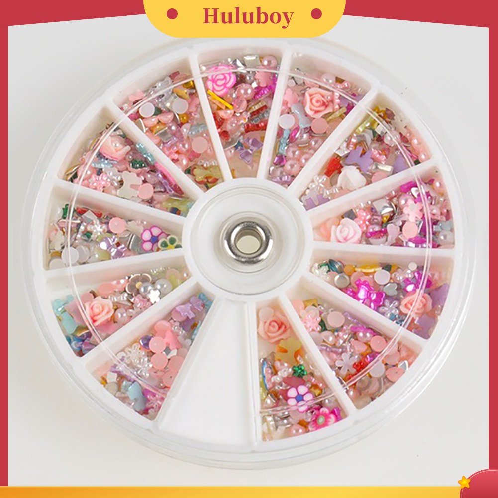 Huluboy Huluboy♡ 1200pcs Dekorasi Bunga / Pita Glitter Campur Untuk Manicure