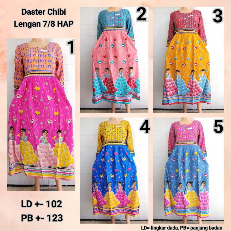 Daster Chibi Lengan 7/8 HAP Adem Busui Friendly BU TEJO BRSHT + Makaron