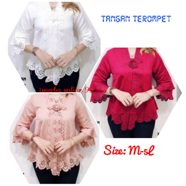 NEW PROMO Kebaya Encim Senada Modern Katun Laser Impor  Tangan Terompet