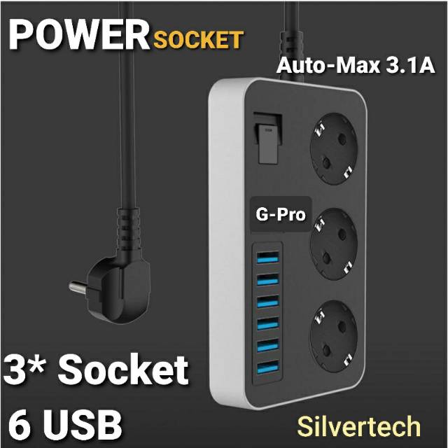 Power Socket 6 USB dan 3 Socket