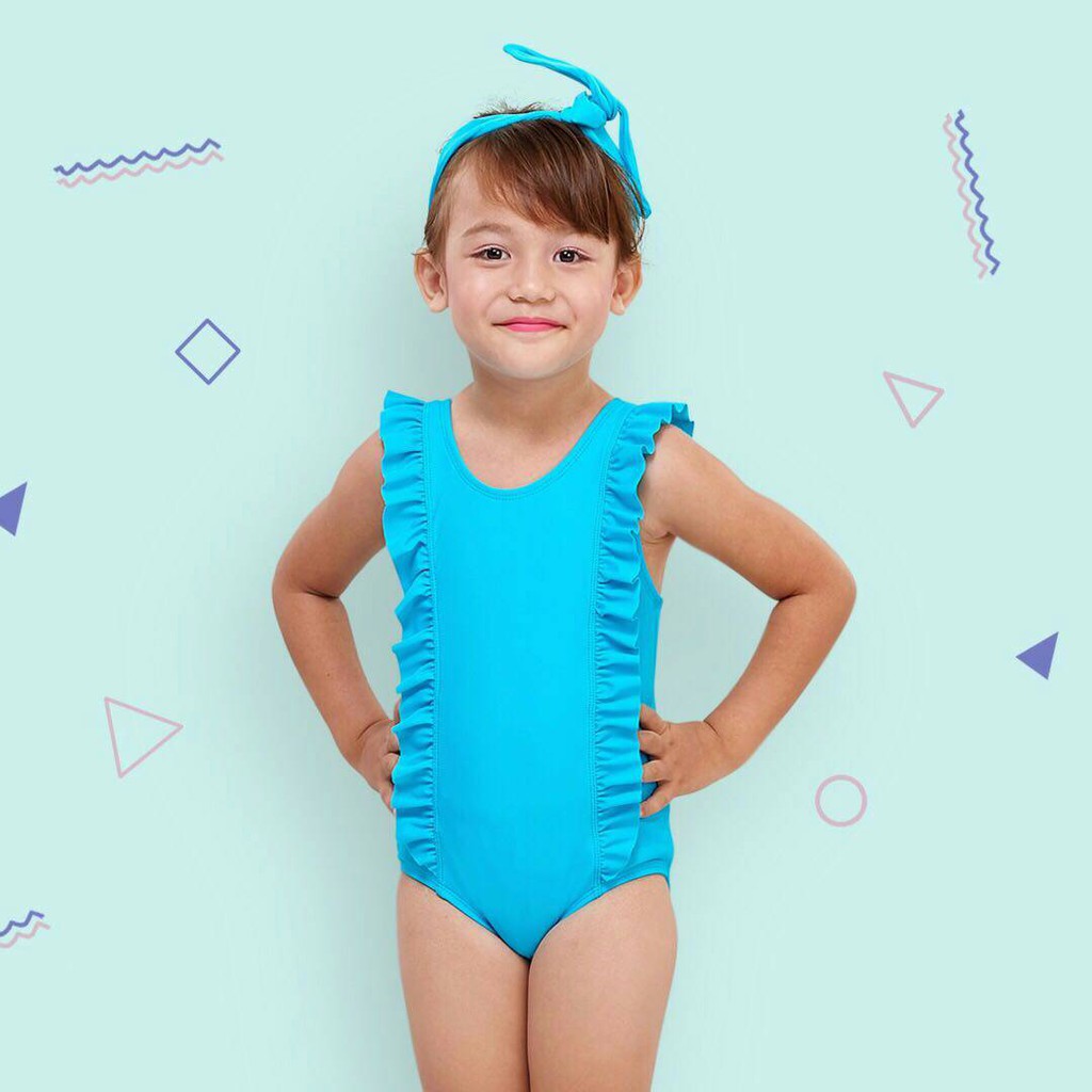 Lee Vierra - Kids Swimwear Ruffle Border BLUE