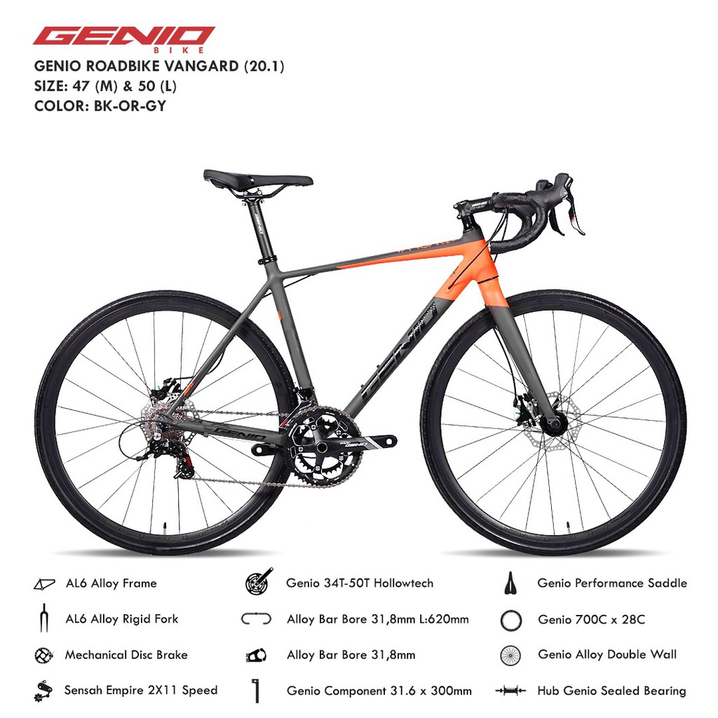 Sepeda roadbike 700C genio Vangard Terbaru