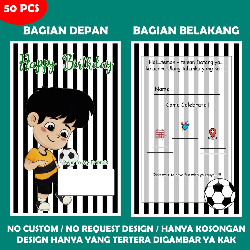 Undangan ulang tahun Design 03 No custom  / undangan ultah / undangan cetak / cetak undangan kartu u