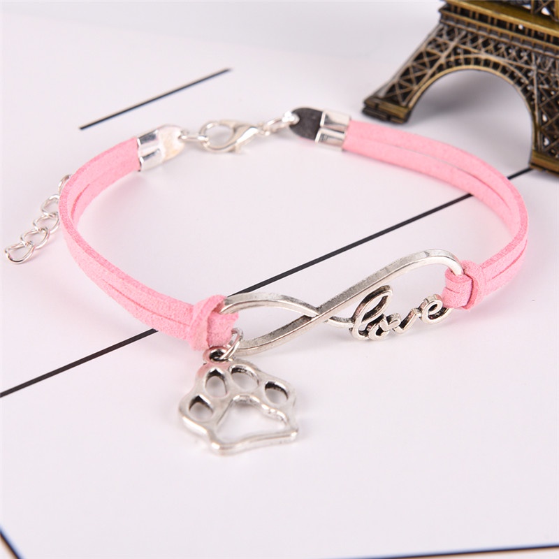 Gelang Tangan Motif Hewan Anjing / Kucing / Beruang Infinity Untuk Wanita