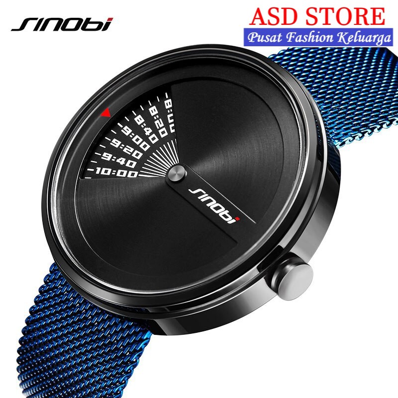 • ASD STORE ™ • SINOBI 9784 Jam Tangan Pria Tali Stainless Rotary Watch