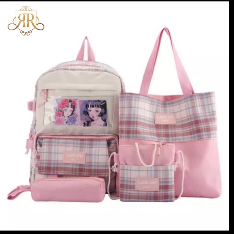 TAS RANSEL SEKOLAH SET 3IN1 ANAK PEREMPUAN SLOT LAPTOP TABLET LUCU KEKINIAN