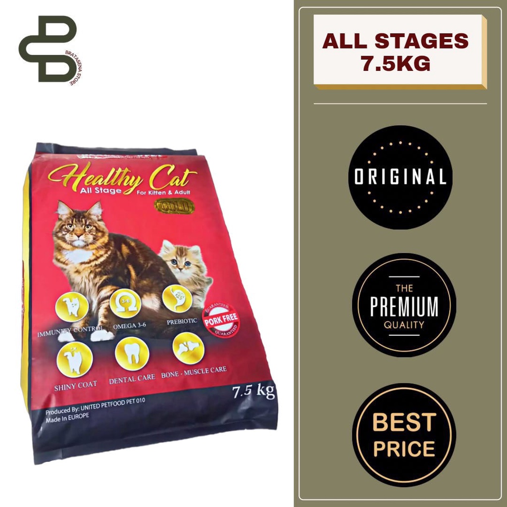 HEALTHY PET ALL STAGE DRY CAT FOOD / MAKANAN KUCING 7,5KG (GOSEND/GRAB)