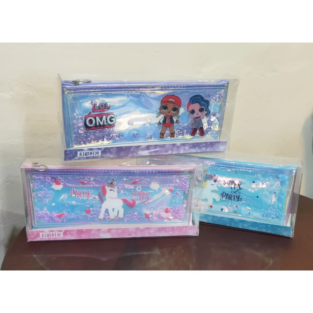 

Tempat Pensil Transparan Resleting Air Glitter Manik warna random (BB-75)