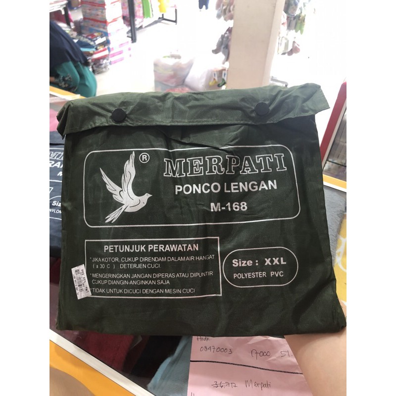 Jas Hujan Ponco Lengan Merpati M-168/JAS HUJAN SIZE BESAR JUMBO BAHAN NYLON POLYSTER TEBAL (MURAH)