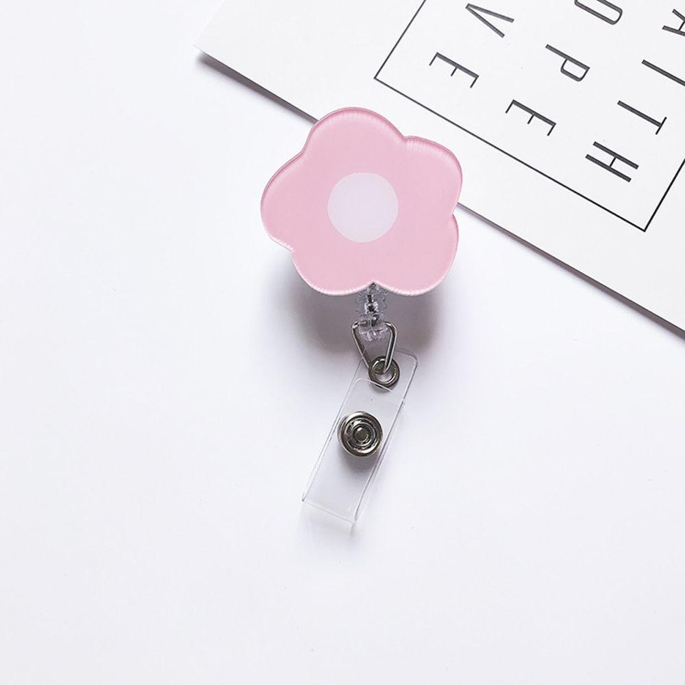 Quinton Retractable Badge Reel Korea Bunga Perlengkapan Kantor Gulungan Klip Perawat Dokter Siswa Akrilik Name Card Holder