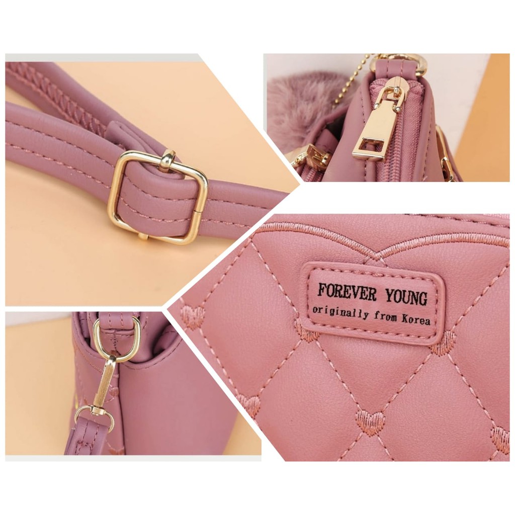 TAS SELEMPANG WANITA KULIT PINK KECIL IMPORT BATAM MURAH SLING BAG KOREA FASHION CEWEK SKAYA TA362P3