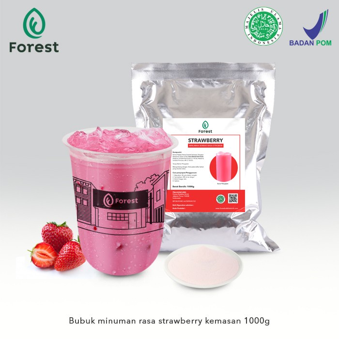 

DISKON - (BISA COD) Bubuk Minuman STRAWBERRY Powder - Forest Bubble Drink - POWDR+BUBLEWRAP